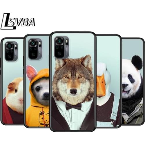 Cute Animal panda dog wolf for Xiaomi Redmi Note 10 10S 9 9T 9S 9Pro Max 8T 8Pro 8 7 6 5 Pro 5A 4X 4 Soft Black Phone Case