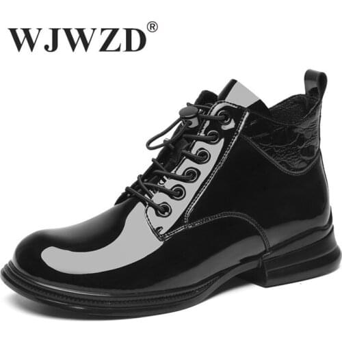 Spring Autumn Luxury Chelsea Boots Women Lace up Ankle Boots Genuine Leather Motorcycle Boots Women Non-slip Lady Platform Boots