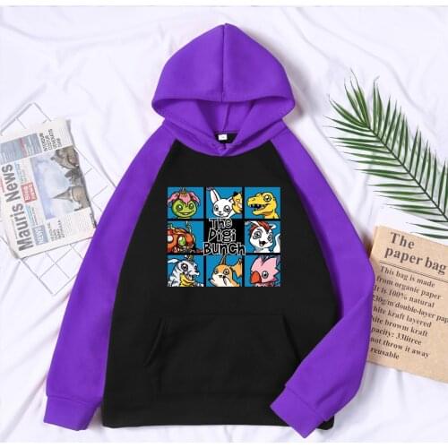 Digimon Cartoon Unisex Raglan Hoodies Japanese Anime Printed Mens Sweatshirts Streetwear Casual Pullovers Fashion K-pop Clothes
