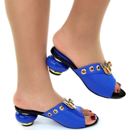 2021 Design Casual Fashionable Italian Comfortable Shoes in Blue Color Slingbacks Slippers African Ladies Shoes for Wedding