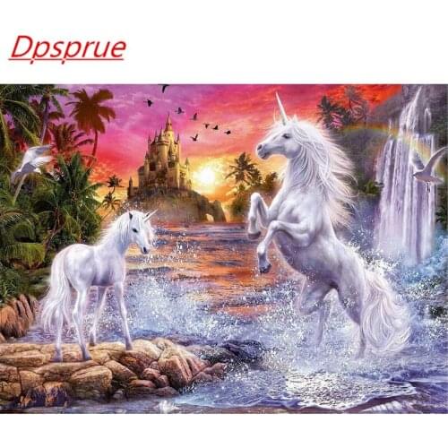 Dpsprue 5D Full Square / Round DIY Diamond Painting Cross Stitch Cartoon Horse 3D Embroidery Diamond Mosaic Home Decor Gift