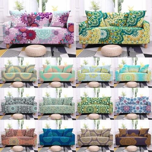 3D Mandala Pattern Elastic Sofa Cover for Living Room Stretch Sofa Slipcover Single Sectional Couch Covers Loveseat Sofa