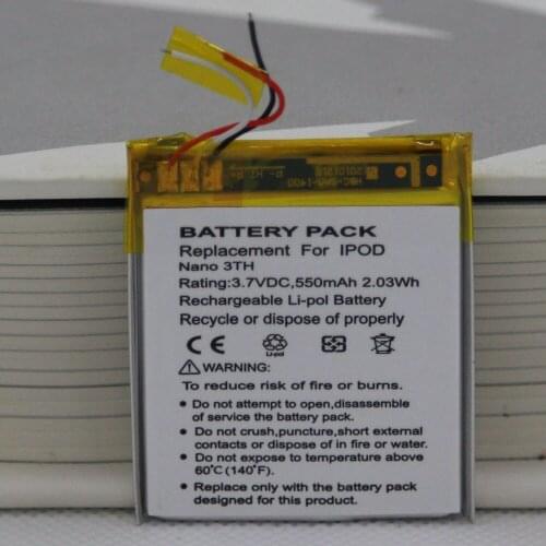 ISUNOO 2pcs/lot Nano Battery For Nano3 Battery Replacement 3.7V Li-ion Battery Replacement for iPod Nano 3 3rd Gen Battery