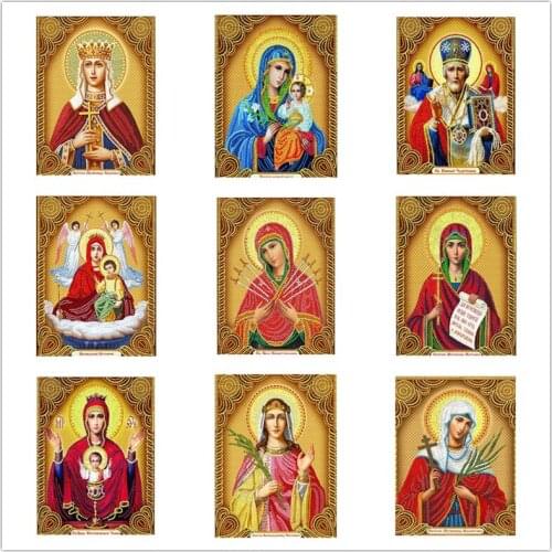 Kexinzu DIY Diamond Painting Religion Icon Display Rhinestones Full Square Diamond Embroidery Cross Stitch Mosaic Home Decor