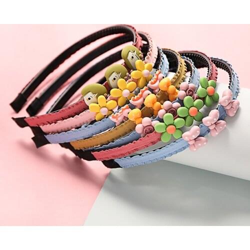 1Pcs Lovely Cartoon Flower Bowknot Headband Candy Color Cute Hairbands Girls Kids Party Daily Decoration Hair Accessories Gifts