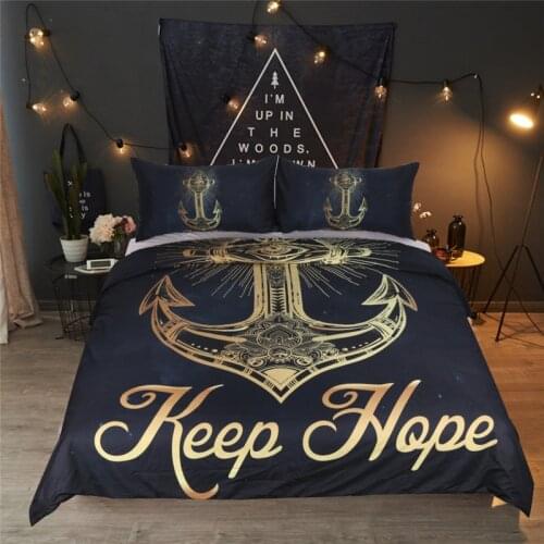 3D printed bedding sets black background anchor elephant and tortoise printing gold plated series duvet cover