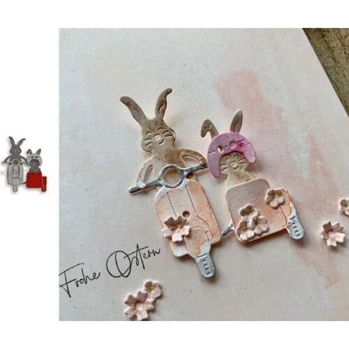 Rabbit Motorcycle Metal Die Cutting 2021 New Diy Die Molds Scrapbooking Paper Making Cuts Crafts Big Die