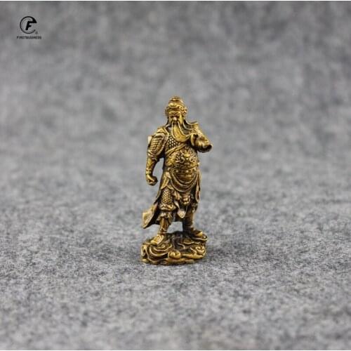 Copper Slurry Chinese God of Wealth Guan Gong Statue Small Ornaments Retro Brass Guan Yu Figurines Desk Decorations Crafts Gift