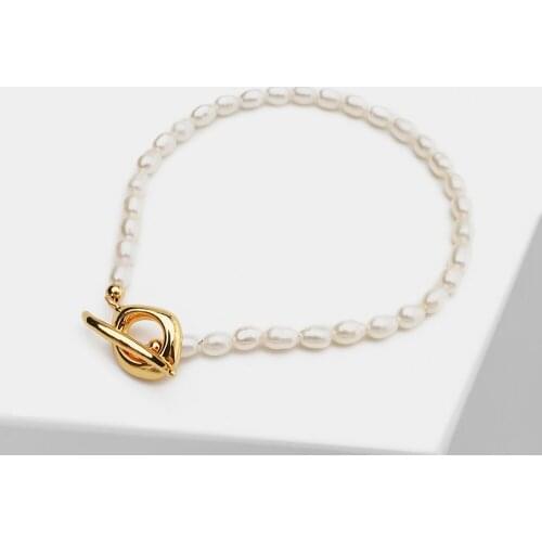 Trendy natural pearl easy locker chain bracelets