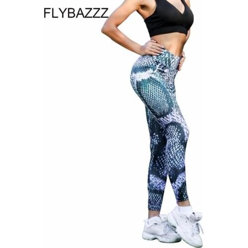 2019 New Sexy Yoga Pants Women High Waist Snake Print Sports Fitness Yoga Pants Womens Gym Running Tights Yoga Leggings Mujer