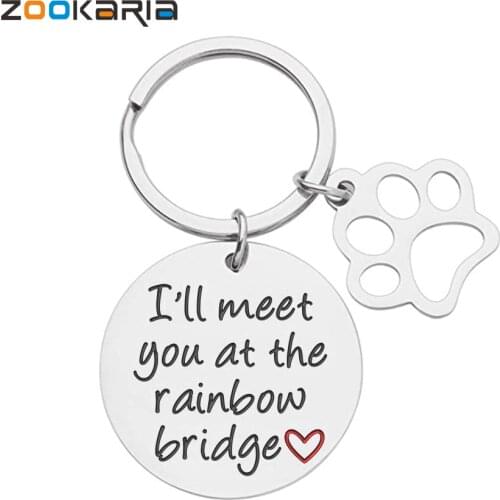 Memorial Lovers Pet Loss Sympathy Dog Mourning Pendant I Ll Meet You At The Rainbow Bridge Remembrance Silver Paw Accessories