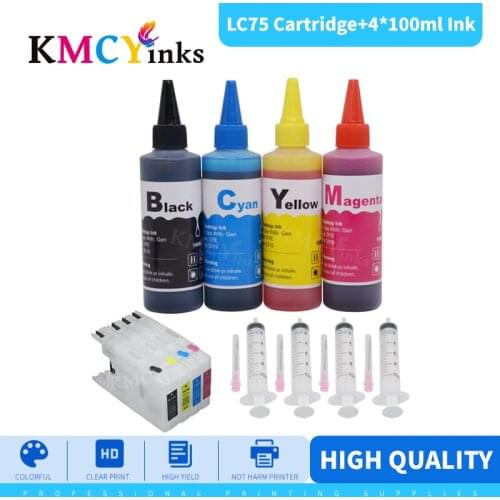 KMCYinks LC 75 XL Refillable Ink Cartridge Compatible refillable Ink Cartridge For Brother MFC J435W J835DW J280W J425W