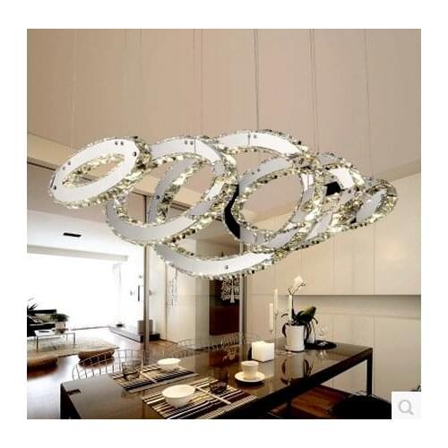 Pendant light 5RING LED Crystal lamp creative restaurant sitting room bedroom pendant lamp 110-220V