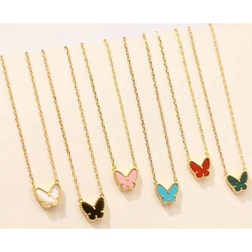 2020 Hot Brand Gold Color Fashion Jewelry For Women Colorful Butterfly Neckalce Pendant Cute Fashion Party Gold Color Jewelry