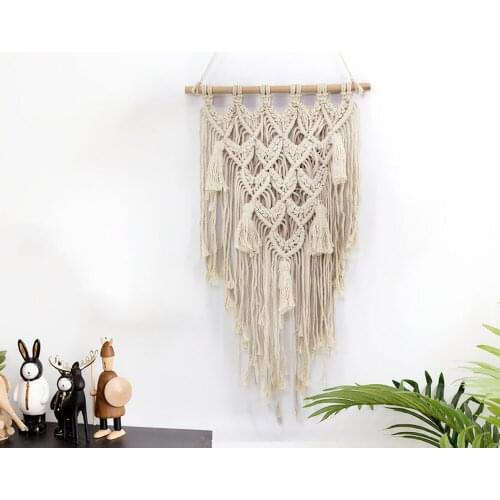 Simple Boho Tapestry Handmade Tassel Macrame Hanging Decorations Bohemian Wall Hanging Tapestry Living Room Bedroom Wall Decor