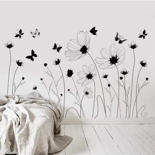 PVC Flower Background Wall Stickers Murals Decor Vinyl Removable Crafts Home Livingroom Room Decoration Decals Poster DW7777