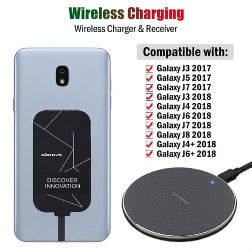 Qi Wireless Charging for Samsung Galaxy J2 Pro J3 J5 J7 J4 J6 J8 J4+ J6+ Core 2017 2018 Wireless Charger+Micro USB Receiver