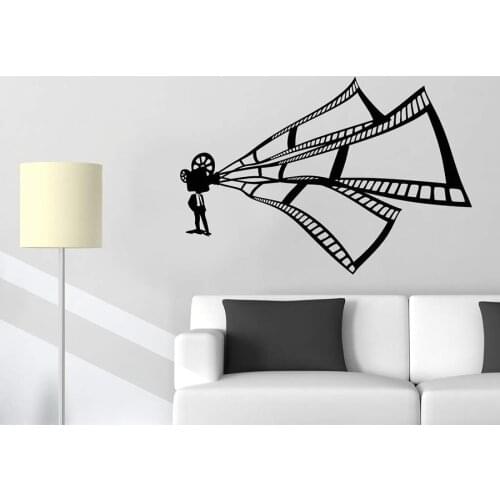 Retro Vinyl Wall Decal Producer Film Cinema Theater Filmstrip Stickers Home Decor Living Room Self Adhesive Art Decal D368