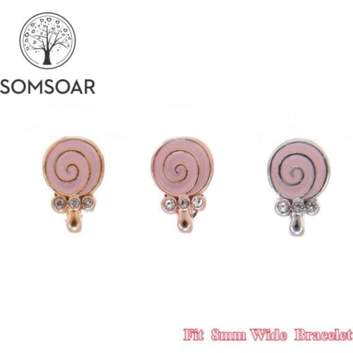 Somsoar Jewelry Kids Size Lollipop Slide Charms fit 8mm Wide Leather Wrap Bracelet Wristband for child Toddler/Women 10pcs/lot