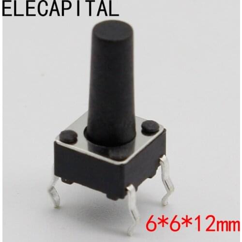 50pcs/lot 6x6x12MM 4PIN G95 Tactile Tact Push Button Micro Switch Direct Self-Reset DIP Top Copper Russia