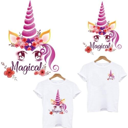 Unicorn stripes heat-sensitive patches iron on patches for clothes transfer fusible clothing heat transfer stickers custom tops