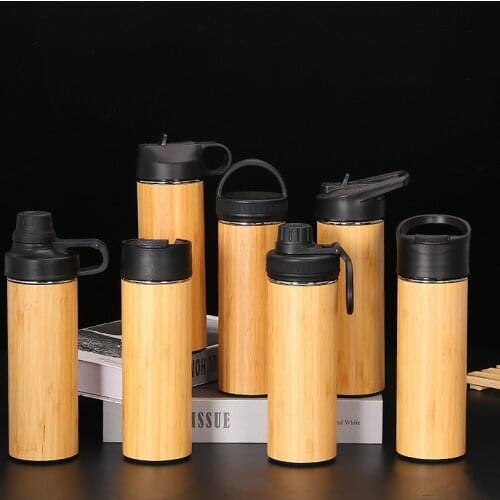 350ml Stainless Steel Thermos Bottle Creative Bamboo Outer Wall Sport Water Bottles Portable Insulated Cup