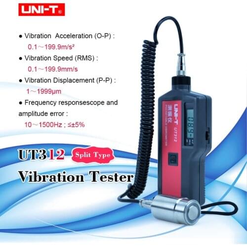 UNI-T UNITUT312 Vibration Tester Handheld Portable LCD Vibration Analyzer Tester Meter Vibrometer with Split Sensor Signal Wire
