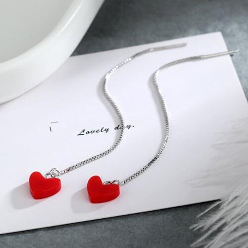 Todorova New Korean Trendy Elegant Acrylic Heart Tassel Long Dangle Earrings Fashion Women Jewelry Pendientes Gifts