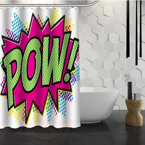 Custom Comic Pop Art Shower Curtain With Hooks Fabric Bathroom Curtain eco-friendly Waterproof shower curtain