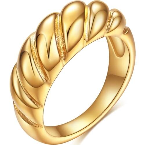 Women Weaving Twisted Gold Color Wedding Rings Stainless Steel Anillos Joyas De Mujer Jewelry Good Quality