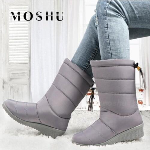 Women Winter Ankle Boots Female Tassel Down Wedges Snow Boots Girls Fringe Plush Bottes