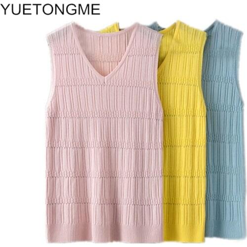 Womens Fashion Sexy V neck Solid Color Sleeveless Pullover Knitted Tank Top Drop New