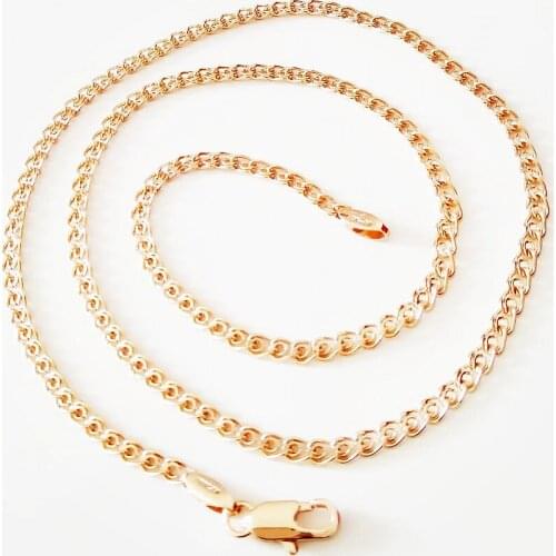 Women Necklace Top Fashion Slim Necklace 585 Gold Color Jewelry Women Link Chain Necklace 2MM 60cm Long Chain