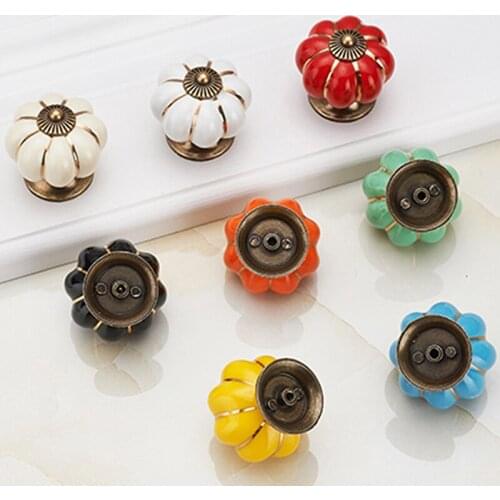 1pc Pumpkin Ceramic Handles 40mm Drawer Knobs Cupboard Door Handles Single Hole Cabinet Handles Furniture Handles