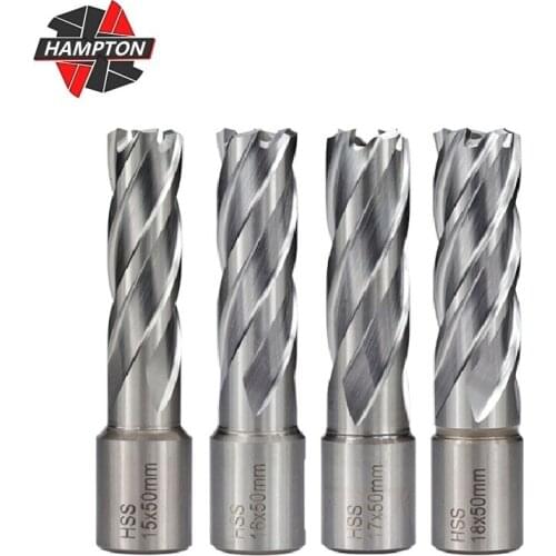 1pc HSS Hole Cutter 50mm Length High Speed Steel Hole Opener Core Drill 15-18mm Annular Cutter Metal Core Drill Bit