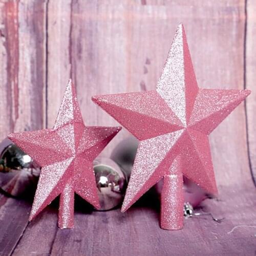 1Pc 20/15CM Gold Powder Christmas Tree Topper Star Christmas Decorations, Home Xmas Tree Top Glitter Five-point Star Ornaments