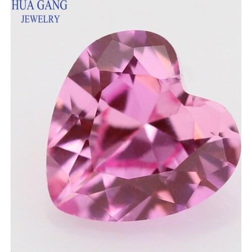 2# Pink Corundum Stone Heart Shape Princess Cut Synthetic Corundum Gems Stone For Jewelry Size 3x3~7x7mm Free Shipping