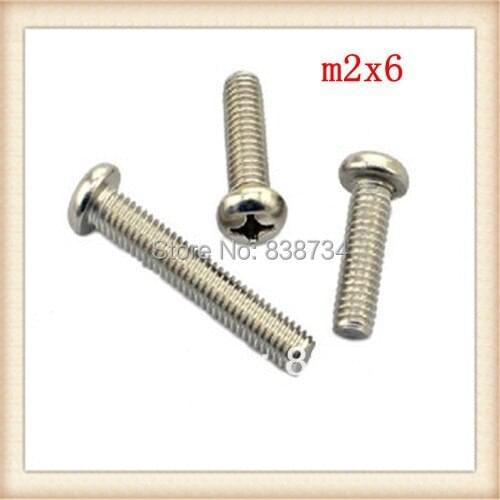 50pcs m2*6 201stainless steel phillips pan machine screw