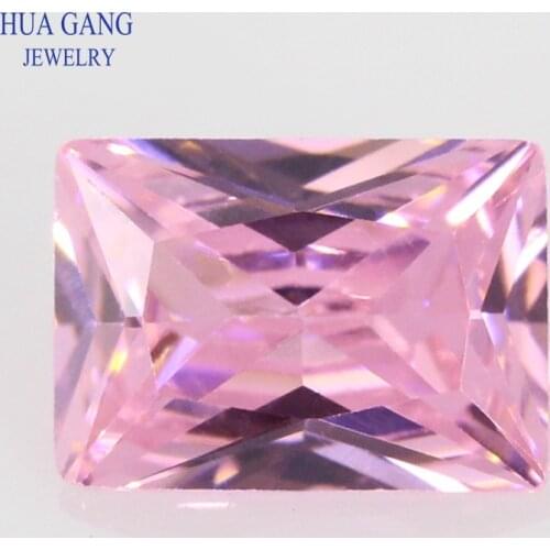 5A Pink Rectangle Shape Cut CZ Stone Synthetic Gems Cubic Zirconia For Jewelry Size 2x4~15x20mm Free Shipping