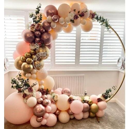 93Pcs/lot Chrome Champagne Balloon Garland Arch Kit Boho Wedding Decoration Peach Ballons For Birthday Party Baby Shower Decor