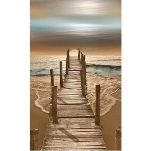 Full Square/Round Drill 5D DIY Diamond Painting "seaside wood Trestle" Embroidery Cross Stitch picture Meaning "waiting"