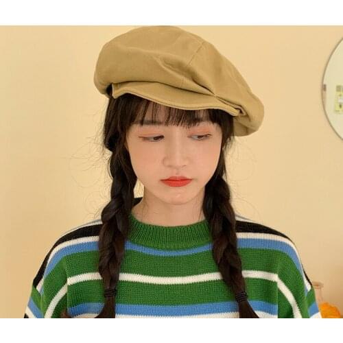 Women Girls Beret Artist Warm Cotton Octagonal Flat Cap Spring and Autumn Beanie Solid Color Painter Cap