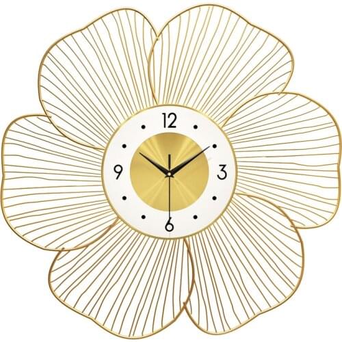 Large Metal Creative Luxury Wall Clock Nordic Gold Silent Fashion Flower Wall Clocks Bath Room Reloj Pared Home Decoration EA50Z