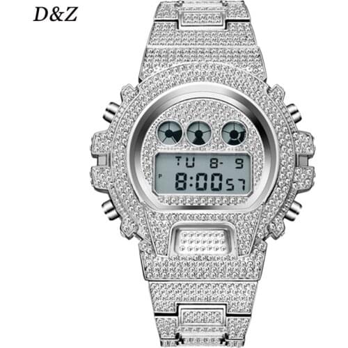 D&Z New G Style Shock Mens Watches Top Brand Luxury Bling Bling Digital Watch Men Diamond Male Clock Hip Hop Iced Out Watch
