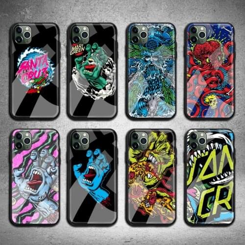 Santa Cruz Skateboards Art pattern Phone Case Tempered Glass For iPhone 12 11 Pro Max Mini XR XS MAX 8 X 7 6S 6 Plus SE 2020