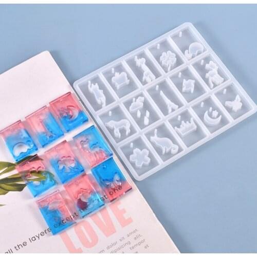 Flower Keychain Gadgets Silicone Molds DIY Cat Charms Necklace Hollow Pendant Jewelry Shiny Epoxy UV Resin Mold Clay Resin Mold