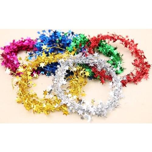 Christmas tree decorations 6 colors 7.6m christmas decor colored strips iron wire five star pattern party ornaments