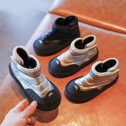 Kids Snow Boots Boys Children Winter Cotton Shoes Waterproof Short Boots Plus Velve Non-slip Flat Booties SZ337