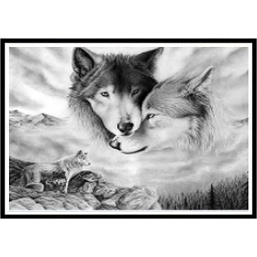 DIY 5D diamond drawing cartoon animal Wolf round diamond home decoration pattern handmade cross stitch kit making New Year gifts