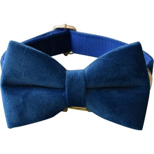 Flannelette 02g Blue Velvet And Gold Buttons Cotton Quality Fabric For Small, Medium Large Dog Custom Metal Parts Pet Accessory